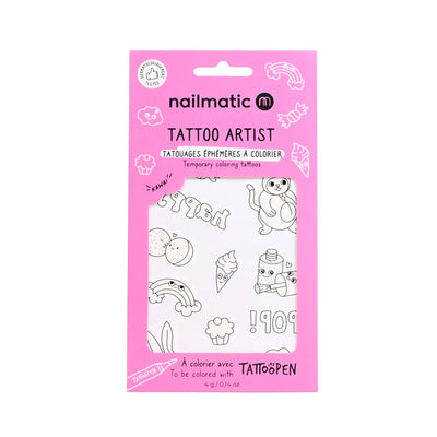 NAILMATIC - 12 Temporary Coloring Tattoos "Kawaii" - Le CirQue Kidsconceptstore 