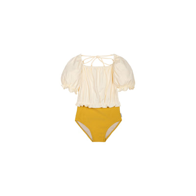 MIPOUNET - Elisa Block Color Swimsuit Ecru/Crispy Gold - Le CirQue Kidsconceptstore 
