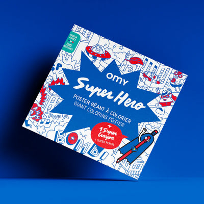 OMY - Kleurposter Super Heros + Stickers (70cm x 100 cm) 6+ - Le CirQue Kidsconceptstore 