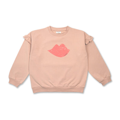 PETIT BLUSH - Ruffle Sweater "KISS" Brazilian Sand - Le CirQue Kidsconceptstore 