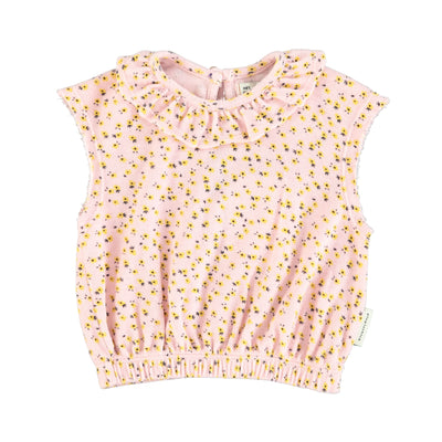 PIUPIUCHICK - Sleeveless Shirt Light Pink/Yellow Flowers - Le CirQue Kidsconceptstore 