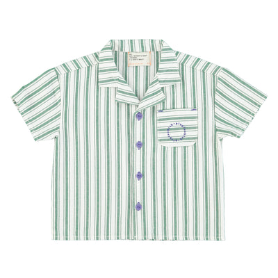 PIUPIUCHICK - Hawaiian Shirt White/Green Stripes - Le CirQue Kidsconceptstore 