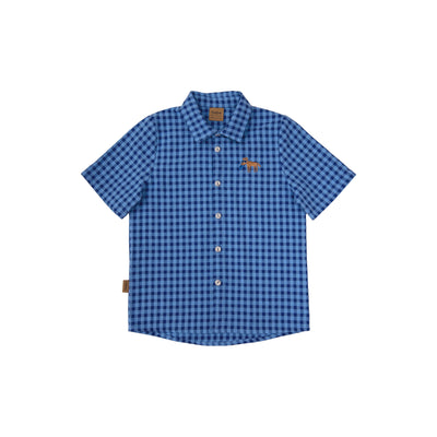 HEBE - Blue Check & Embroidery Shirt - Le CirQue Kidsconceptstore 