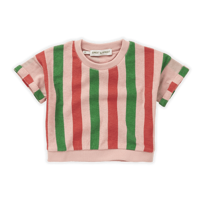 SPROET&SPROUT - Sweatshirt shortsleeve Stripe Coral Pink - Le CirQue Kidsconceptstore 