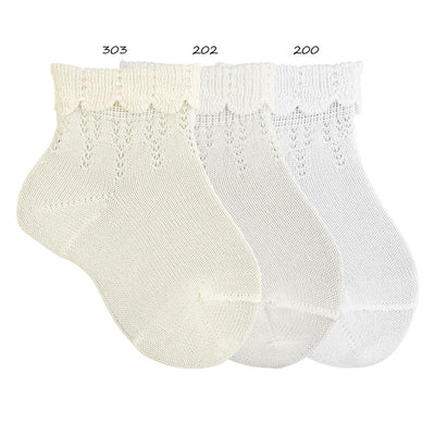 CONDOR  - Enkel sokken met fantasie randje - Wit (200) - Le CirQue Kidsconceptstore 