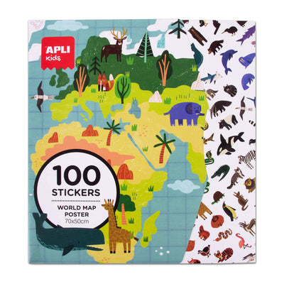 APLI - Giant Sticker Poster "Wereldkaart" 3+ - Le CirQue Kidsconceptstore 