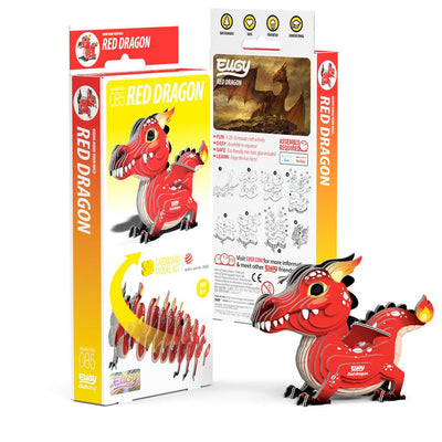 EUGY - 3D Paper Puzzel DIY Rode draak (1 stuk) 6+ - Le CirQue Kidsconceptstore 