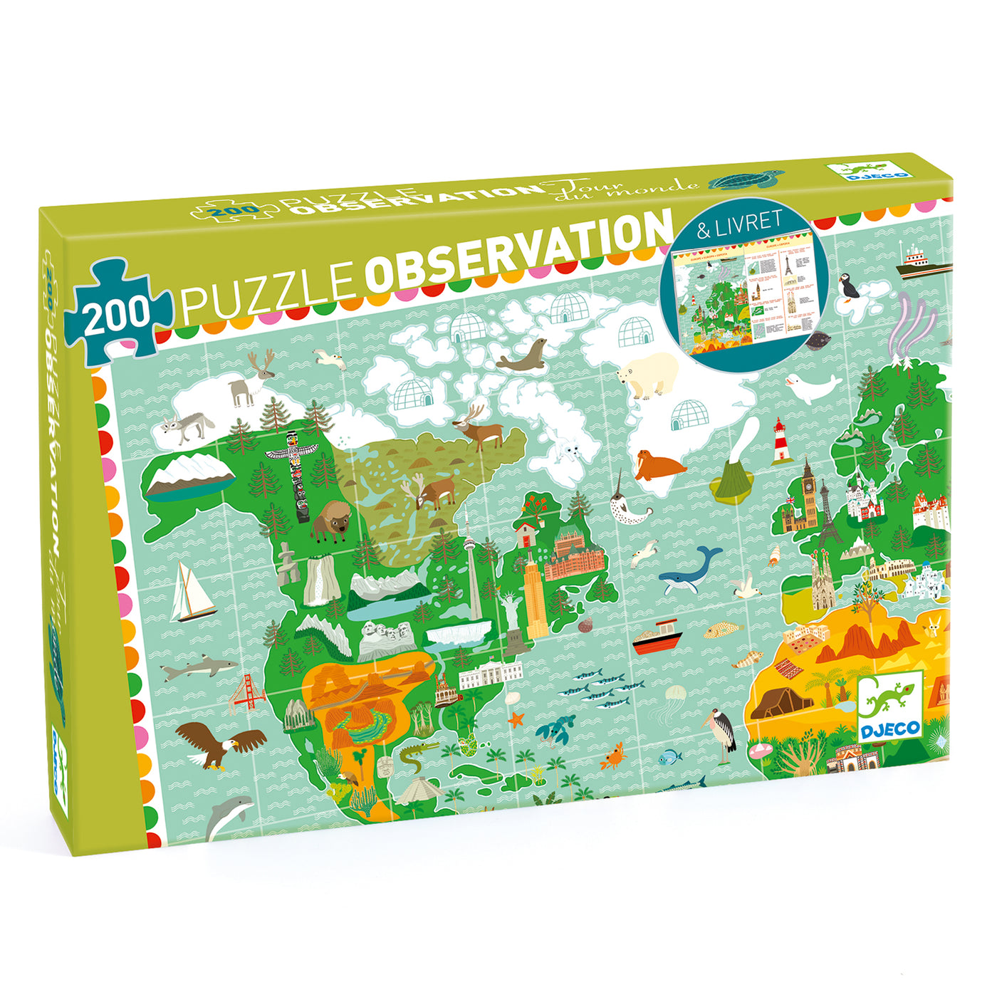 DJECO - Ontdekkingspuzzel "De wereld rond" (200stuks) 6+ - Le CirQue Kidsconceptstore 