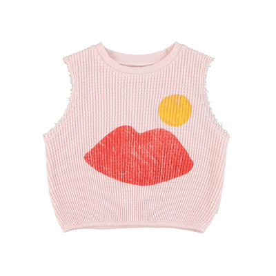 PIUPIUCHICK - Sleeveless Shirt Light Pink/Red Lips - Le CirQue Kidsconceptstore 