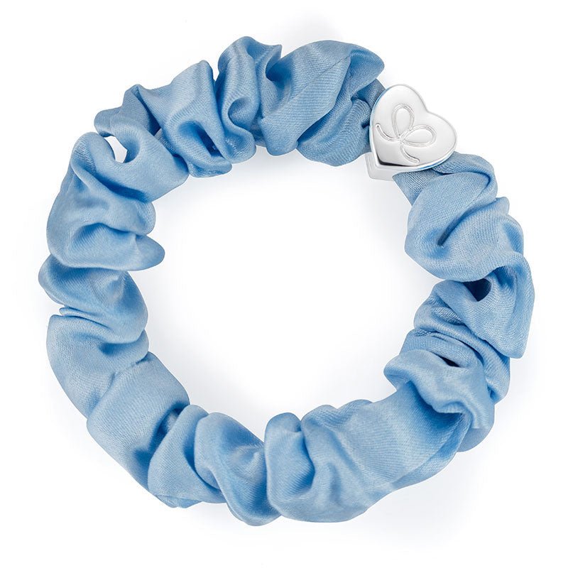 BY ELOISE | Haarelastiek | Silver Heart Scrunchie Sky Blue - Le CirQue Conceptstore
