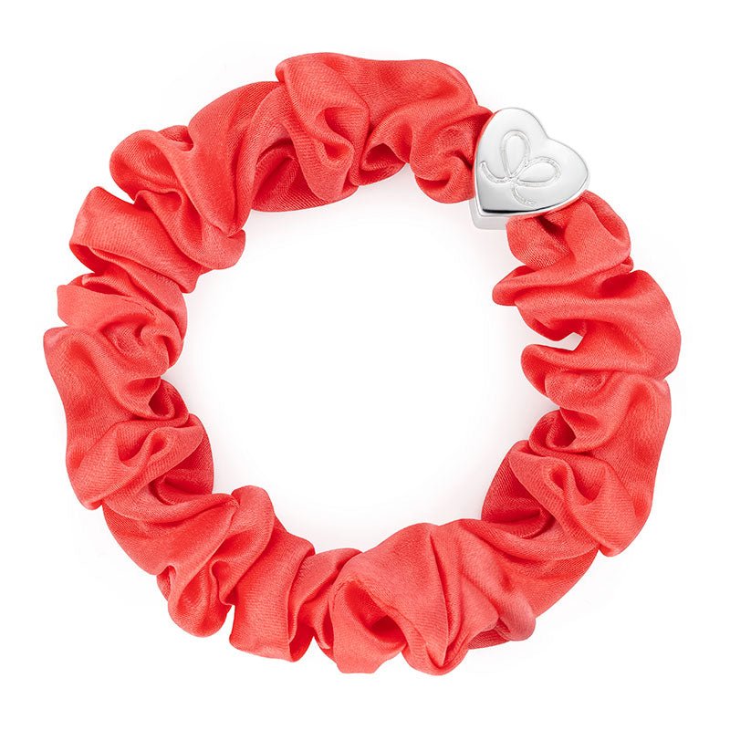BY ELOISE - Silver Heart Scrunchie Neon Peach - Le CirQue Conceptstore