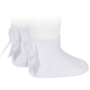 CONDOR - Korte Baby Sokken met zijden strik - Wit (200) - Le CirQue Conceptstore