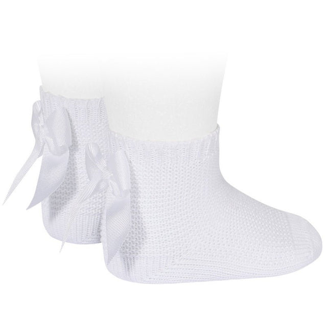 CONDOR - Korte Baby Sokken met zijden strik - Wit (200) - Le CirQue Conceptstore