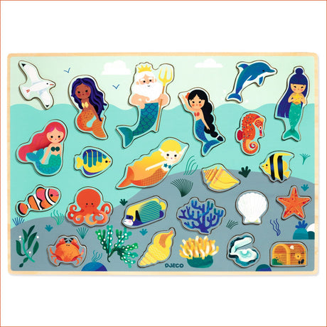 DJECO - 2 in 1 Houten Puzzel "Mermaids" 2+ - Le CirQue Conceptstore