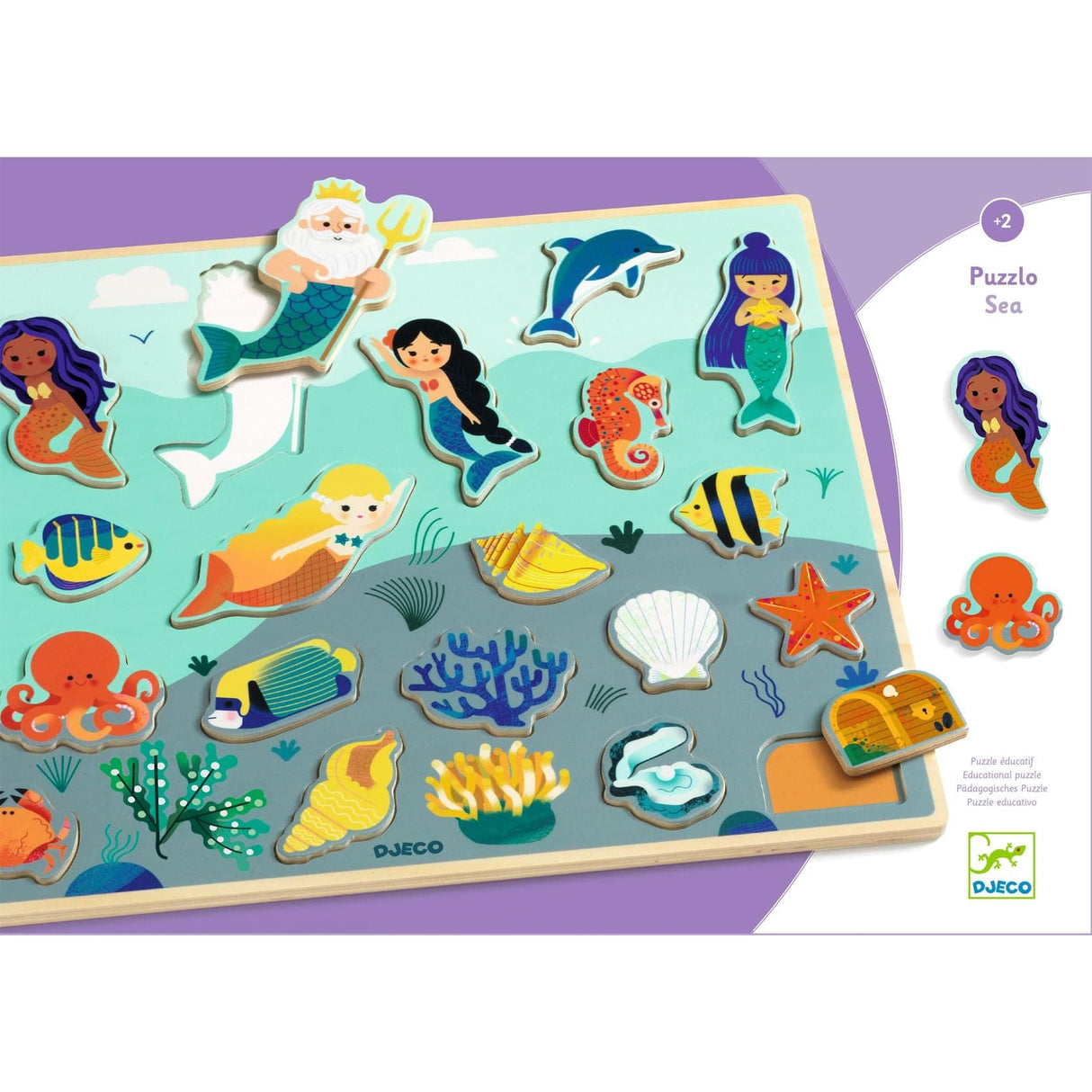 DJECO - 2 in 1 Houten Puzzel "Mermaids" 2+ - Le CirQue Conceptstore