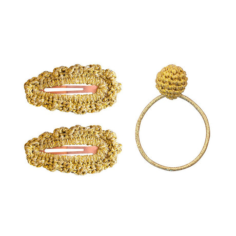 GLOBAL AFFAIRS - Set van 2 clips + haarelastiek "Gold" - Le CirQue Conceptstore