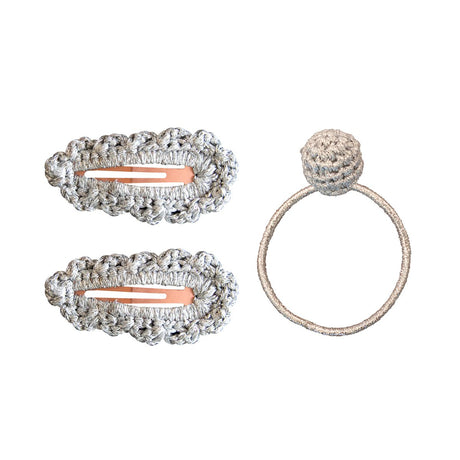 GLOBAL AFFAIRS - Set van 2 clips + haarelastiek "Silver" - Le CirQue Conceptstore
