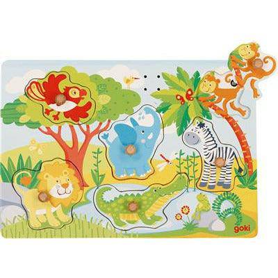 GOKI - Inlegpuzzel " Afrikaanse babydieren" met geluid 1+ - Le CirQue Kidsconceptstore 