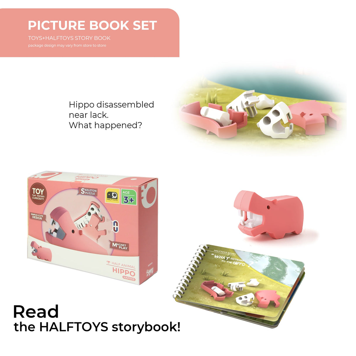 HALFTOYS - 3D Magnetic Toy "Hippo" 3+ - Le CirQue Conceptstore