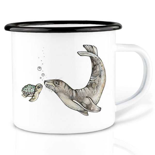 LIGARTI | Emaille Mok | Schildpad & Zeeleeuw - Le CirQue Conceptstore