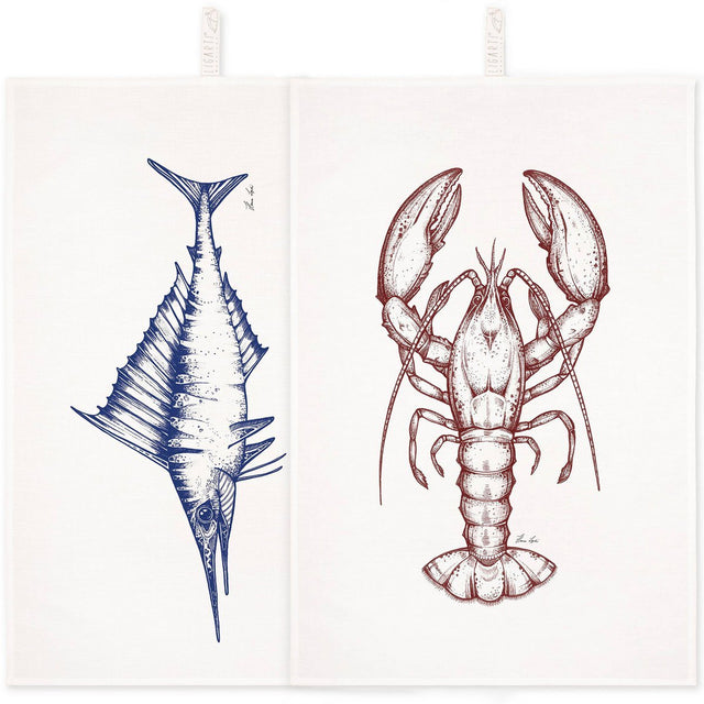 LIGARTI | Theedoeken set | Kreeft & Zwaardvis - Le CirQue Conceptstore
