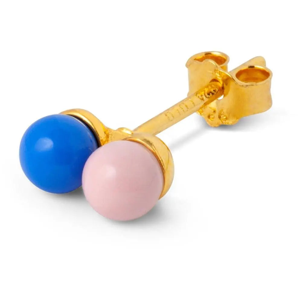 LULU COPENHAGEN - Oorbellen - Double Enamel Ball Blue/Light Pink (1stuk) - Le CirQue Kidsconceptstore 