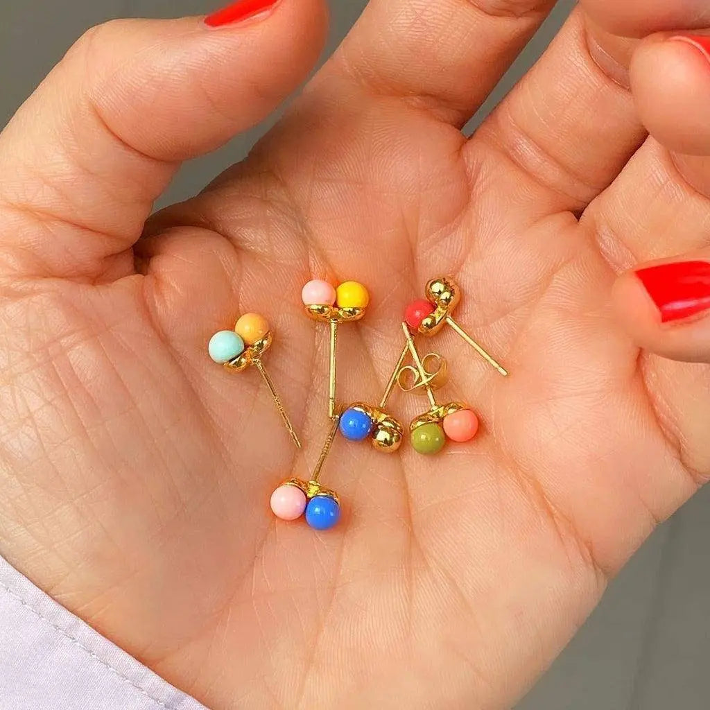 LULU COPENHAGEN - Oorbellen - Double Enamel Ball Blue/Light Pink (1stuk) - Le CirQue Kidsconceptstore 