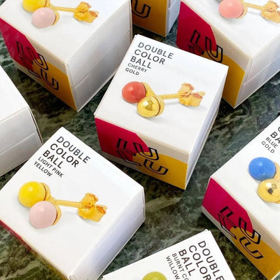 LULU COPENHAGEN - Oorbellen - Double Enamel Ball Blue/Light Pink (1stuk) - Le CirQue Kidsconceptstore 