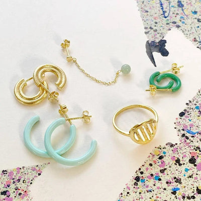 LULU COPENHAGEN - Oorbellen - Hoop Enamel Light Green (1stuk) - Le CirQue Kidsconceptstore 