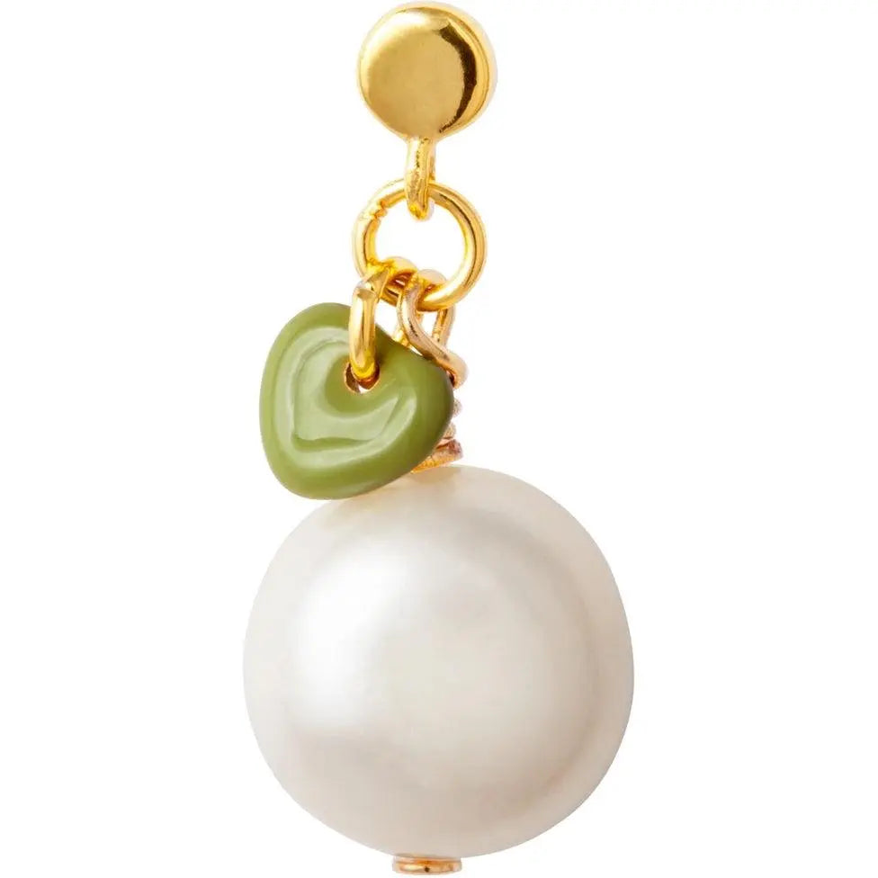 LULU COPENHAGEN - Oorbellen - Topping Short Pearl Willow Green (1stuk) - Le CirQue Kidsconceptstore 