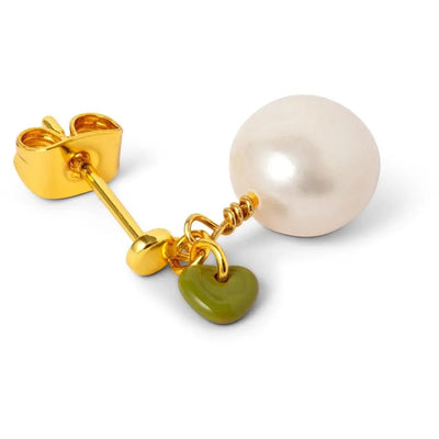 LULU COPENHAGEN - Oorbellen - Topping Short Pearl Willow Green (1stuk) - Le CirQue Kidsconceptstore 
