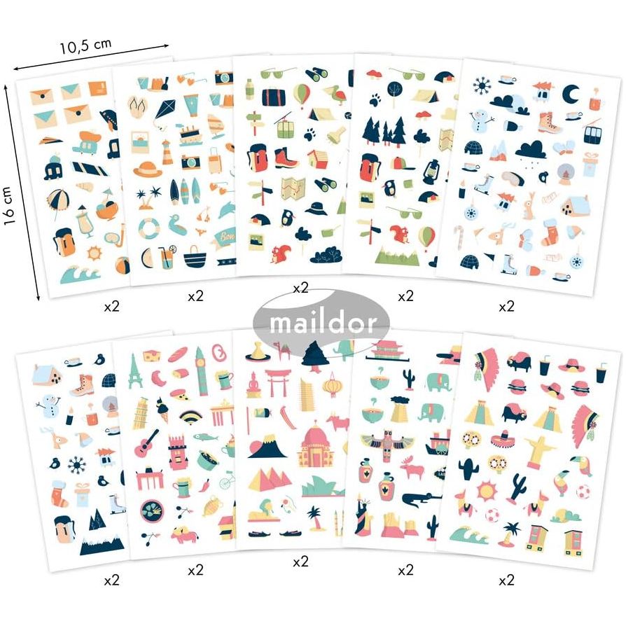 MAILDOR - Herbruikbare Stickers "Reis" - Le CirQue Conceptstore