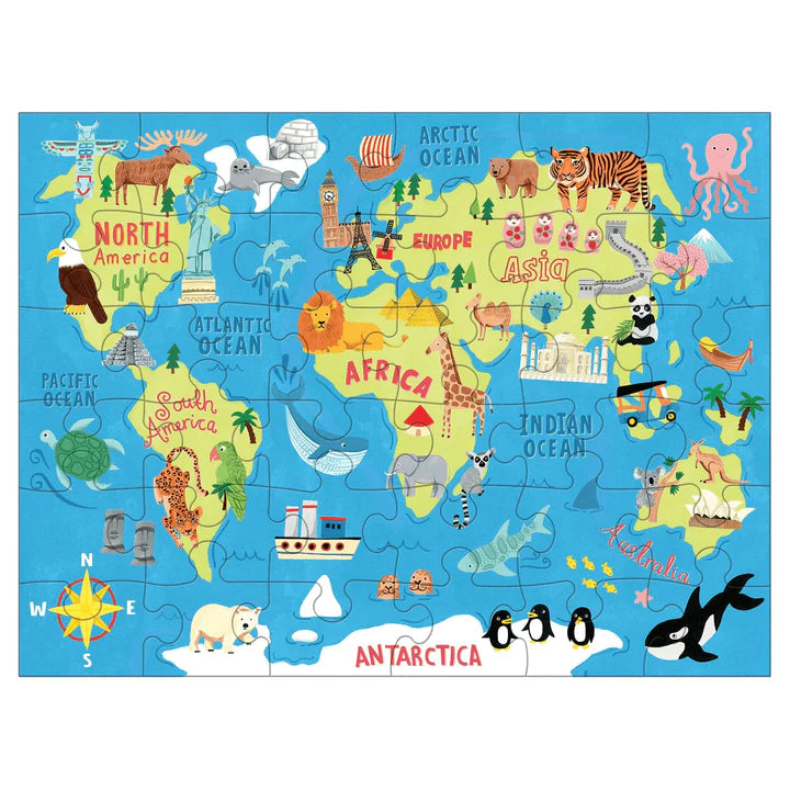 MUDPUPPY - Puzzel to Go "Map of the World" 3+ - Le CirQue Kidsconceptstore 