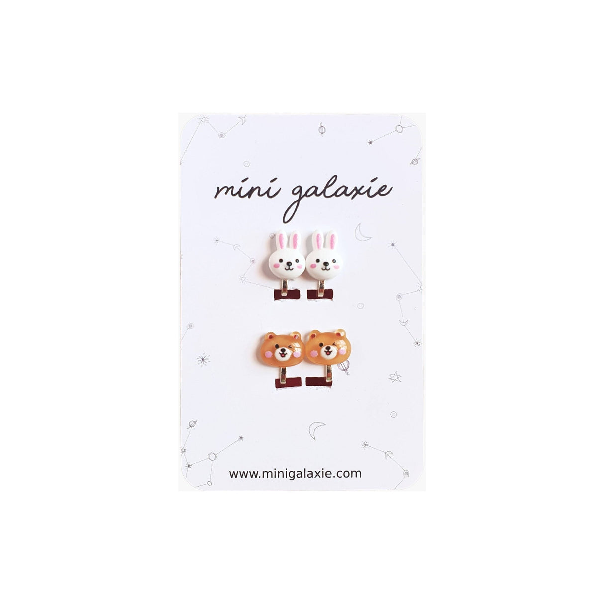 MINI GALAXIE | Oorbellen Met Clip | Konijn En Teddybeer - Le CirQue Conceptstore