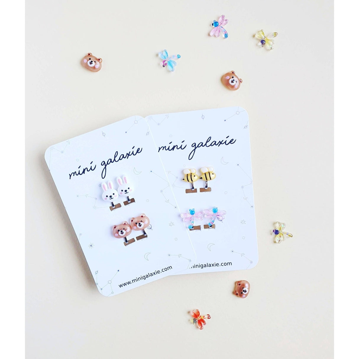 MINI GALAXIE | Oorbellen Met Clip | Konijn En Teddybeer - Le CirQue Conceptstore