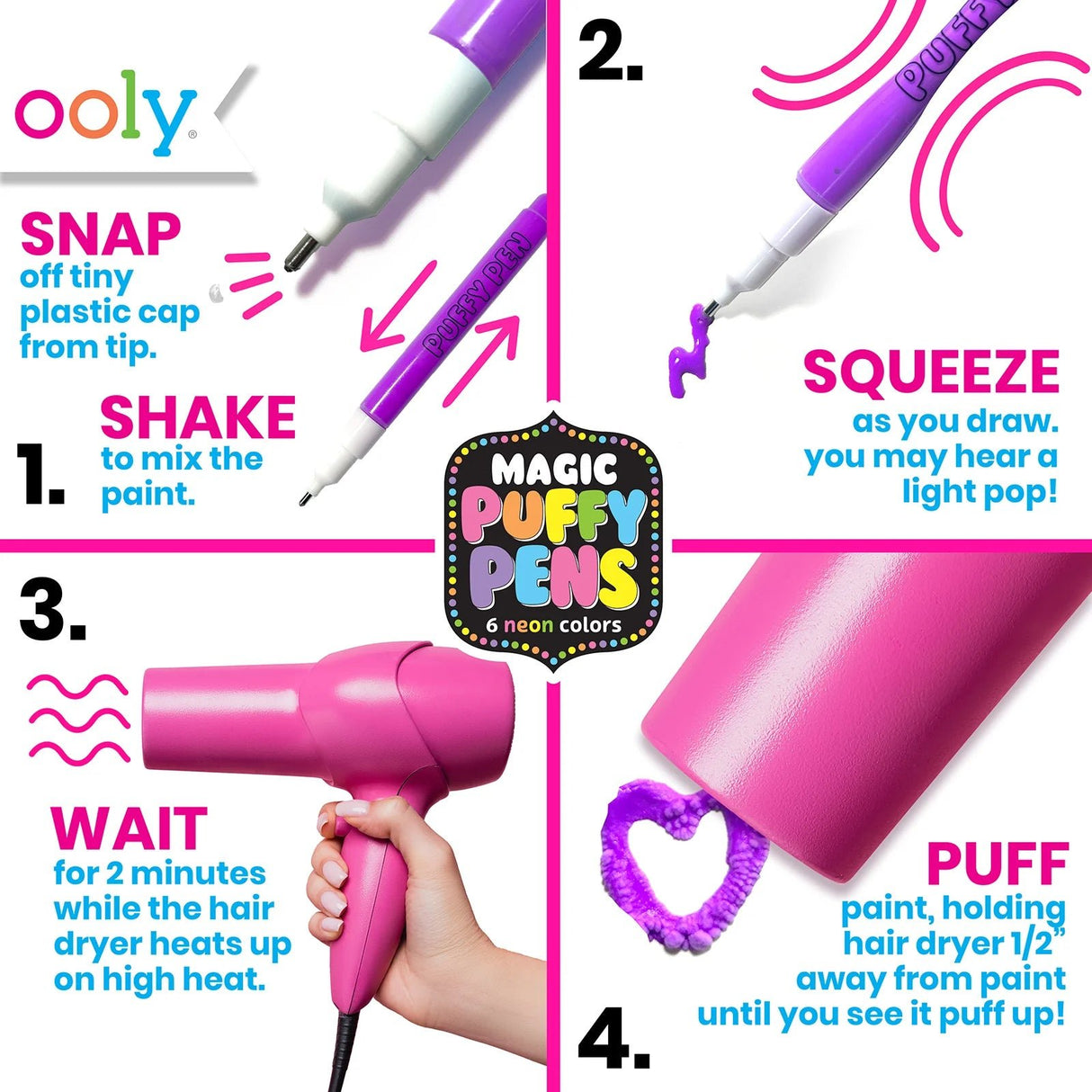 OOLY | Schrijgerei | Magic Neon Puffy Pens - Le CirQue Conceptstore