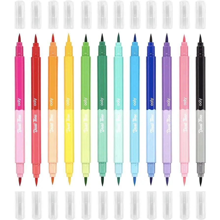 OOLY | Viltstiften | Dual Tone Double Ended Brush Marker 6+ - Le CirQue Conceptstore