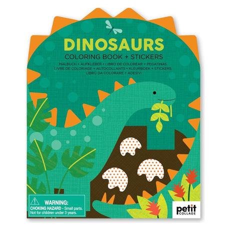 PETIT COLLAGE - Kleurboek Met Stickers "Dino's" 4+ - Le CirQue Conceptstore