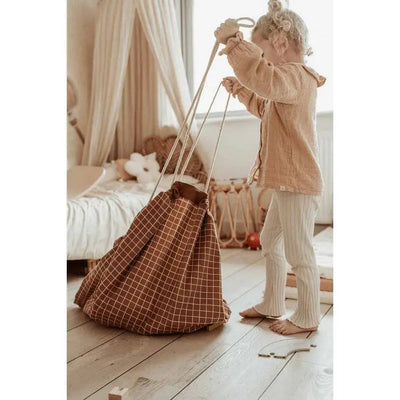 PLAY&GO  - Opbergzak - Organic Grid Brown - Le CirQue Kidsconceptstore 