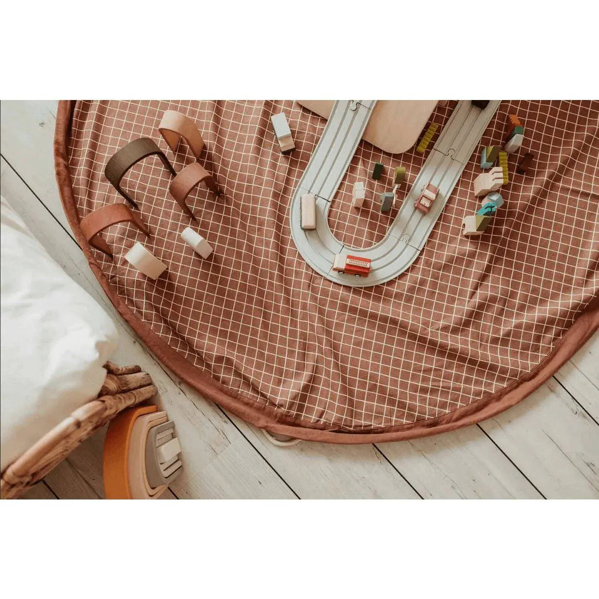 PLAY&GO  - Opbergzak - Organic Grid Brown - Le CirQue Kidsconceptstore 