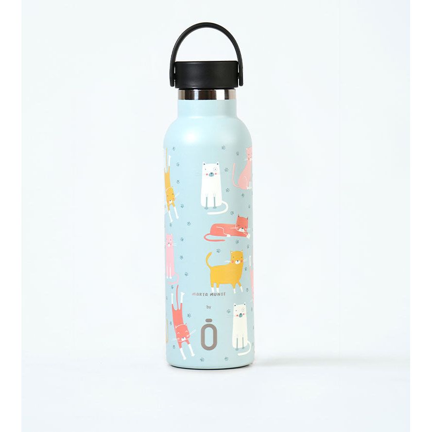 RUNBOTT - Thermo Bottle "Artist Marta Munté Cats Blue" (600ml) - Le CirQue Conceptstore